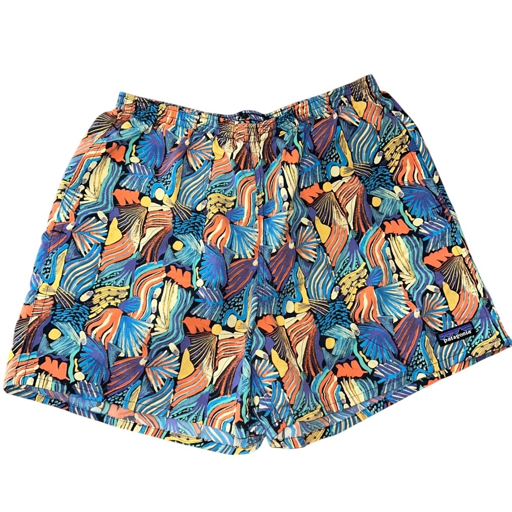 Patagonia Men's Nylon Shorts L Green Elastic Waist Outdoor Hiking Casual 5"